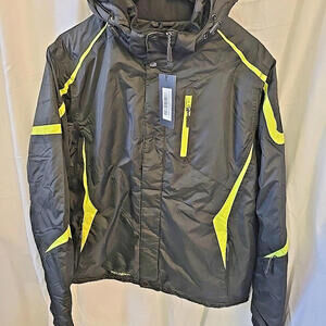 Krumba Men's Sportswear Outdoor Waterproof Windproof‎ Hooded Ski Jacket Grey XXL